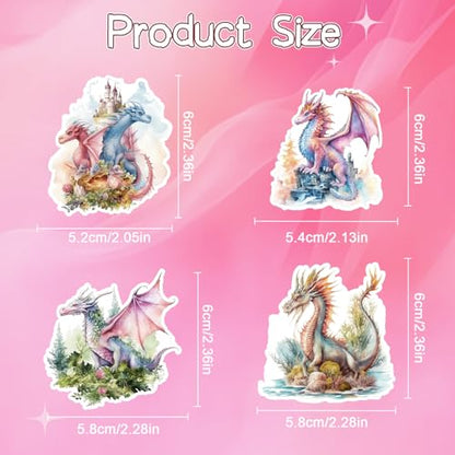 Cartoon Dragon Stickers for Adults - 100 Pcs Magic Pterosaur Water Bottle Stickers, Cool Cute Waterproof Scrapbook Sticker for Teen, Vinyl Decals for Vision Board Laptop Journal - style: Dragon