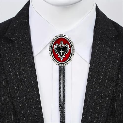 GelConnie Bolo Tie for Women Heart Cowboy Necktie Flower Gothic Mens Bolo Ties Bolero Necklace Red Western Ties for Men - color: Black Heart Bolo Necklace