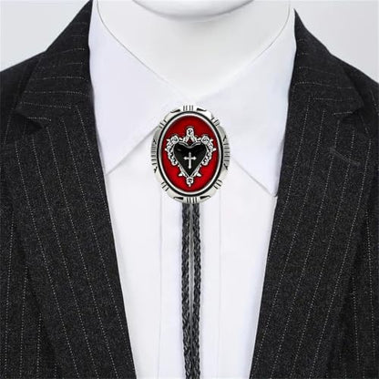 GelConnie Bolo Tie for Women Heart Cowboy Necktie Flower Gothic Mens Bolo Ties Bolero Necklace Red Western Ties for Men - color: Black Heart Bolo Necklace