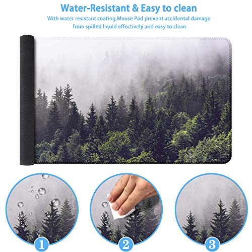 iCasso Extended Gaming Mouse Pad,35.4 x 15.7in Desk Pad, Forest - color: Forest