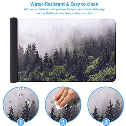 iCasso Extended Gaming Mouse Pad,35.4 x 15.7in Desk Pad, Forest - color: Forest