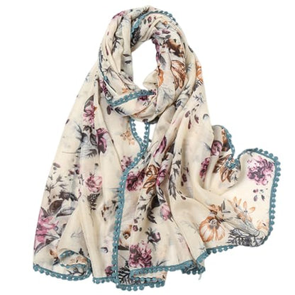 Yeieeo Boho Scarf for Women Lightweight Floral Printed Scarf Fall Winter Fashion Fringed Shawl - color: Floral 25