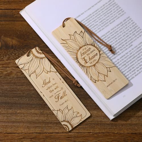 2 Pcs Bible Bookmarks for Women, Sunflower Bamboo Religious Christian Bookmarks Gifts for Women Book Marks for Reading (Sunflower) - style: Sunflower