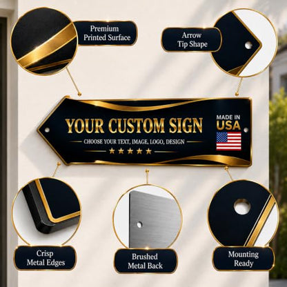 Custom sign outdoor LEFT arrow sign by BCB | direction signs Printed in USA - color: Left Arrow Metal Sign