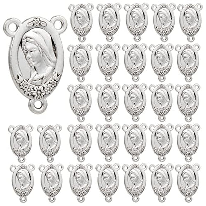 COTTVOTT St Benedict,Our Lady of Guadalupe Medal for DIY Jewelry Making,Virgin Mary Christ Jesus Rosary Center Connection Part - color: 30pcs-Our Lady Grace Medal