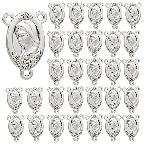 COTTVOTT St Benedict,Our Lady of Guadalupe Medal for DIY Jewelry Making,Virgin Mary Christ Jesus Rosary Center Connection Part - color: 30pcs-Our Lady Grace Medal