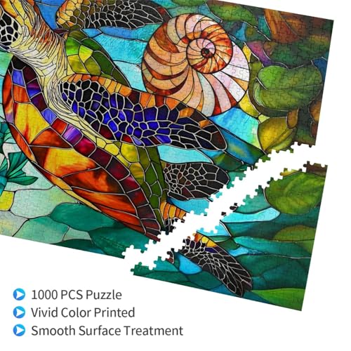 Sea Turtles Jigsaw Puzzles for Adults 1000 Pieces Sea Turtles Painting Wooden Jigsaw Puzzle Colorful Sea Turtles Puzzle for Family Friends Home Decor - color: Sea Turtles, size: 1000PCS