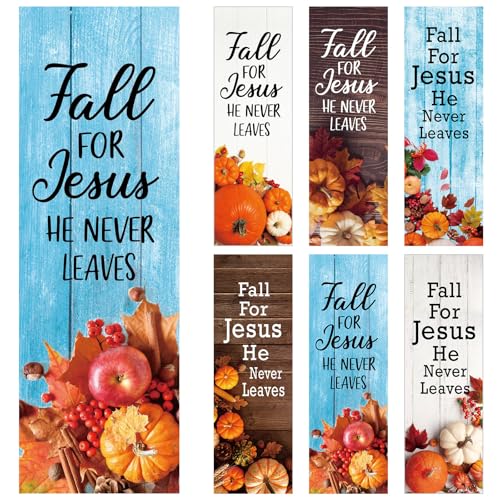 Dispowreath 60 Pcs Fall for Jesus He Never Leaves Religious Christian Bookmarks Church Bookmarks Gift for Teens Men Women Church Home Party Favors - style: Fall for Jesus