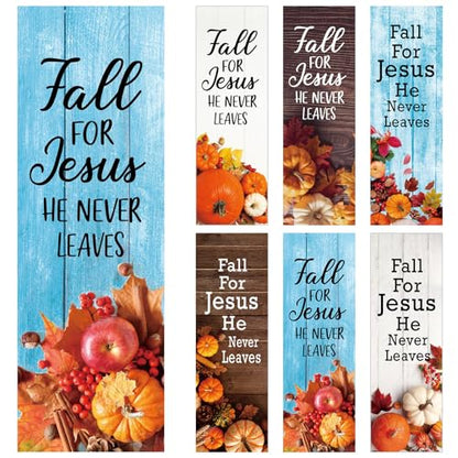 Dispowreath 60 Pcs Fall for Jesus He Never Leaves Religious Christian Bookmarks Church Bookmarks Gift for Teens Men Women Church Home Party Favors - style: Fall for Jesus