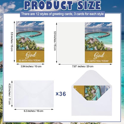 Motiskyy 36 Pcs Christian Get Well Cards with Scripture, Nature Landscape - style: Nature Landscape