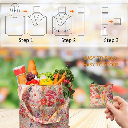 Reusable Grocery Bags, Versatile Tote Bag, Foldable Shopping Totes - color: Sunflower 4 Pack