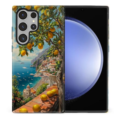 Compatible with Samsung Galaxy S23 Ultra Full Body Matte Case Hard Shell Shockproof Screen Lens Protection for Girl Boy Cute Pattern Italian Coast Amalfi Lemon Mediterranean Sea - color: Italian Coast Amalfi Lemon Mediterranean Sea, size: Samsung Galaxy S