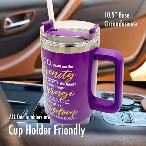 40oz Christian Tumbler for Women with Handle, Straw & Leak-Proof Lid – Insulated Stainless Steel Travel Mug with Bible Verses & Inspirational Quotes – Faith-Based Gift for Her – Serenity - color: Serenity