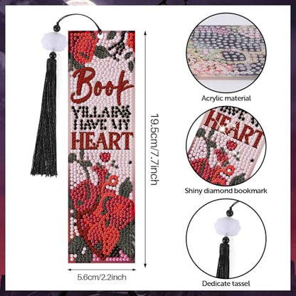 8 Pieces Dark Romance Diamond Art Bookmarks 5d Beaded Bookmark Acrylic Tassel Bookmark for DIY Making Beginners Adults Arts Craft Supplies (Dark Romance) - color: Dark Romance