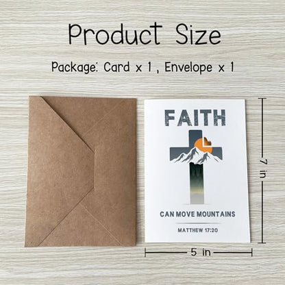 Faith Can Move Mountains Card Christian Encouragement Cards Matthew 17:20 Bible Verse Faith Greeting Gift for Friend Bestie Prayer Partner Family Coworker - color: Faith Can Move Mountains Matthew 17:20