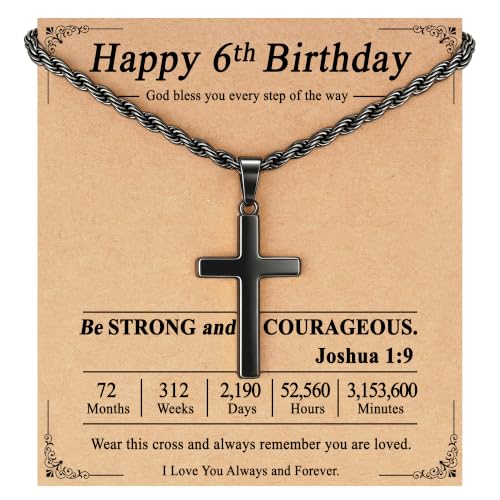 Birthday Gifts Cross Necklace for Boys 6-13 Years Old - color: Black
