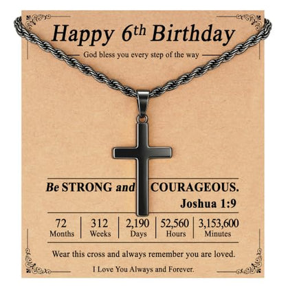 Birthday Gifts Cross Necklace for Boys 6-13 Years Old - color: Black