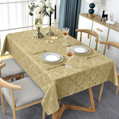 SASTYBALE Jacquard Tablecloth Rectangle 52 x 70 Inch, Gold - color: Gold, size: 70" x 52" (Rectangular)