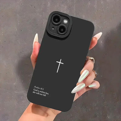 Christian Bible Verse Phone Case Jesus Cross Phone Case TPU Frame Full-Body Protective Cover for iPhone 17/16/15/14/13 Pro Max, Pro, Plus - color: Style2-Black, size: iPhone 17 Air