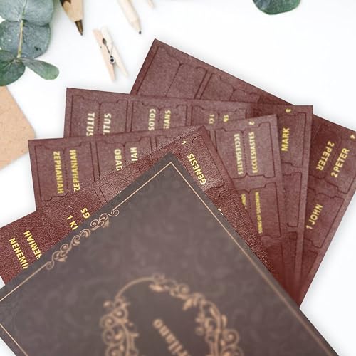 Bible Tabs for Women & Men Brown – 80 Gold Foil (66+14 Blank) ﻿ - color: Brown