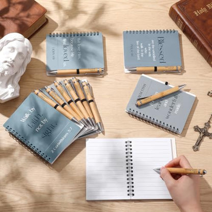 Eaasty 10 Sets Christian Gifts Bulk Bible Notebook with Pen, Blue Gray - color: Blue Gray