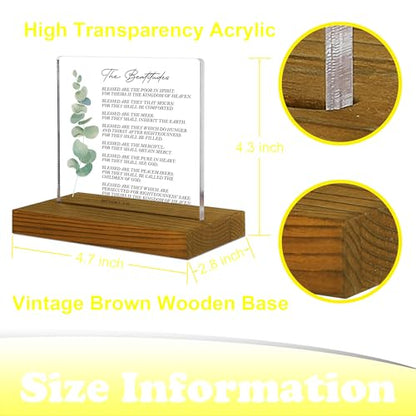 Matthew 5:3-10 The Beatitudes Bible Verse Sign, Christian Gifts, Bible Verse Plaque, Acrylic Desk Decor Sign with Wood Stand - FSA082 - style: Matthew 5:3-10