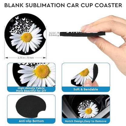 2 Pack Daisy Butterfly Car Cup Holder Coasters Universal Neoprene Coasters - color: Daisy+butterfly