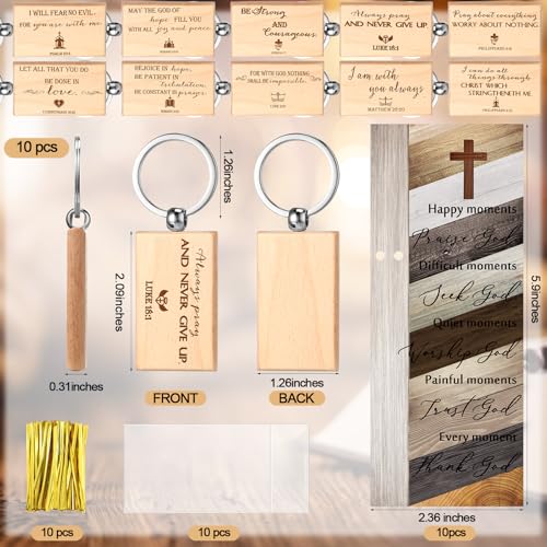 Spakon 10 Sets Christian Gifts Bulk, Scripture Keychain Pen Bookmark Set