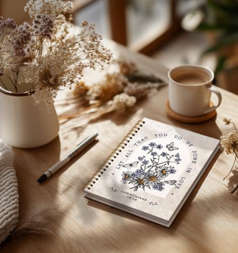 Christian Notebook For Women- Prayer Journal for Women Men,Inspirational Art Gifts for Church Members,Let You Do Be Done In Love Gold Spiral Bound Hardcover Bible Journaling,5.8"x8.3" - color: Bible 16:14
