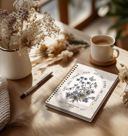 Christian Notebook For Women- Prayer Journal for Women Men,Inspirational Art Gifts for Church Members,Let You Do Be Done In Love Gold Spiral Bound Hardcover Bible Journaling,5.8"x8.3" - color: Bible 16:14