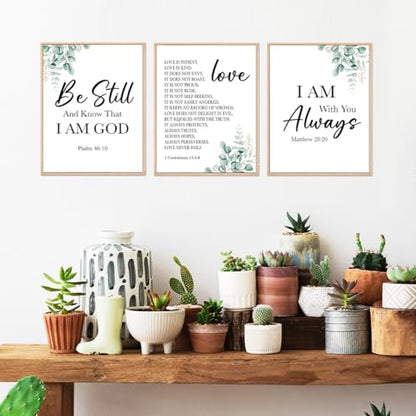 Ybqhd Unframed Christian Bible Verse Wall Art Scripture Prints Set of 3