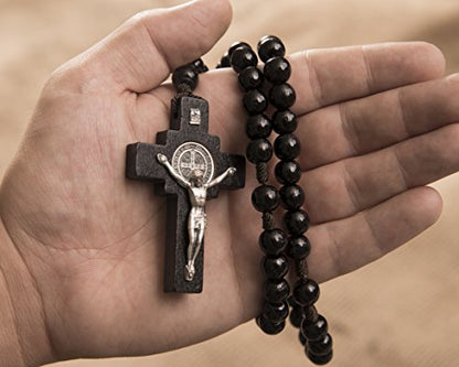 Intercession Mens St Bennedict Large Rosary - style: Black