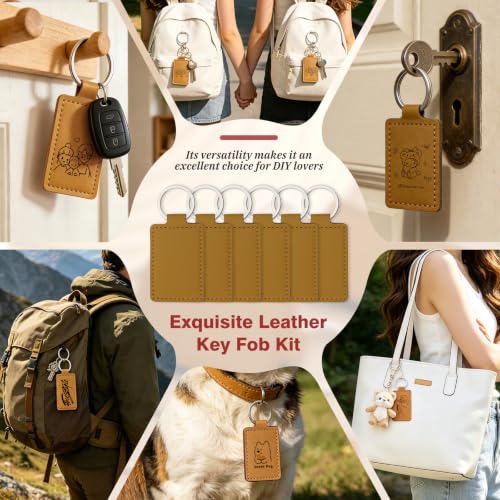 Leather Keychain Blanks, 10 Pcs Laser Engraving Blanks Keychains Bulk - color: Yellow-10 Pcs