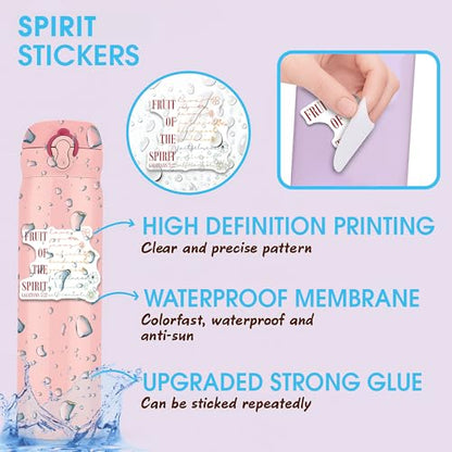 Fruit of The Spirit Sticker 3Pcs Decals Vinyl Waterproof - Journaling Christian Floral Bible Verse Quote Sticker for Water Bottles, Phone Laptop - color: Holo Spirit