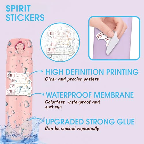 Fruit of The Spirit Sticker 3Pcs Decals Vinyl Waterproof - Journaling Christian Floral Bible Verse Quote Sticker for Water Bottles, Phone Laptop - color: Holo Spirit