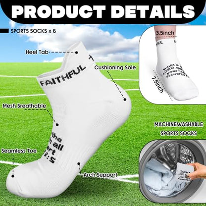 Janmercy 6 Pairs Christian Ankle Socks Fit Us Size 6-13 - color: White