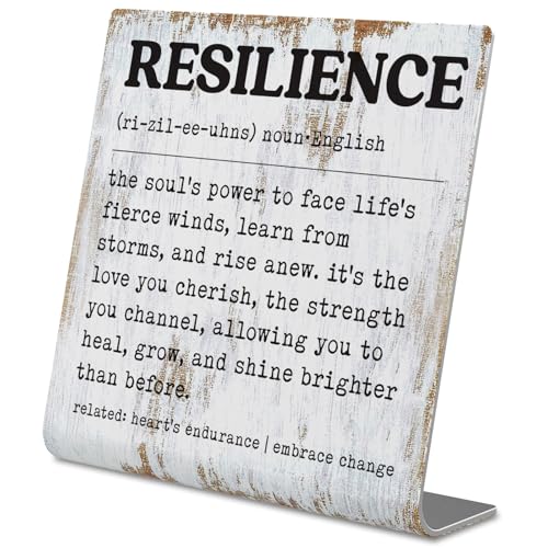 Resilience Inspirational Desk Sign Rustic Steel Plaque with Emotional Strength Quote, Healing Decor for Women, Therapists, Survivors, or Office Motivation Gift for Growth & Recovery XLK519 - style: Resilience