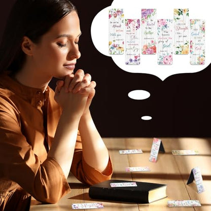 Chinco 30 Pcs Magnetic Christian Bookmarks - Bible Verse Inspirational Scripture Page Clips, Religious Prayer Bookmarks for Women, Kids, Teachers, Church Supplies & School Gifts(Flower) - style: Flower