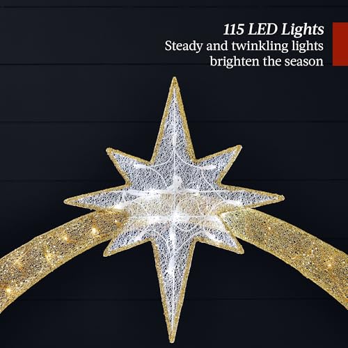 Best Choice Products 4.5ft Lighted 2D Outdoor Nativity Scene, Christmas Arch Holy Family Yard Decoration w/ 115 LED Lights, Stakes, Zip Ties - size: 4.5ft