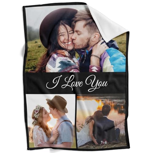 inkArts Custom Blankets with Photo, Personalized Blankets, Customized Photo Blanket, Custom Picture Blanket, Personalized Anniversary Couple Gifts for Women Men Her Him Girlfriend Boyfriend - color: 3 Photos-2