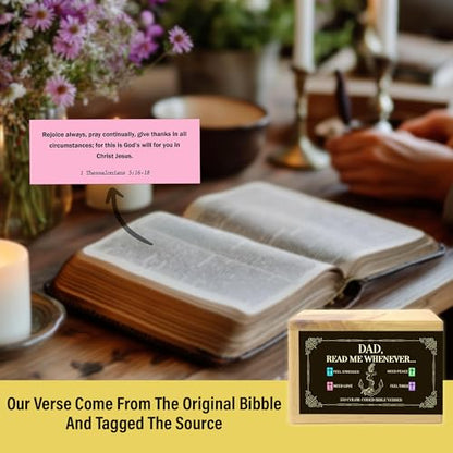 Personalized Dad Bible Verse Box with 150 Color-Coded Scripture Cards, Custom Name Prayer Box with Pocket Cross, Read Me Whenever Cards, Christian Gift for Dad, Christmas, Father's Day - color: Dad