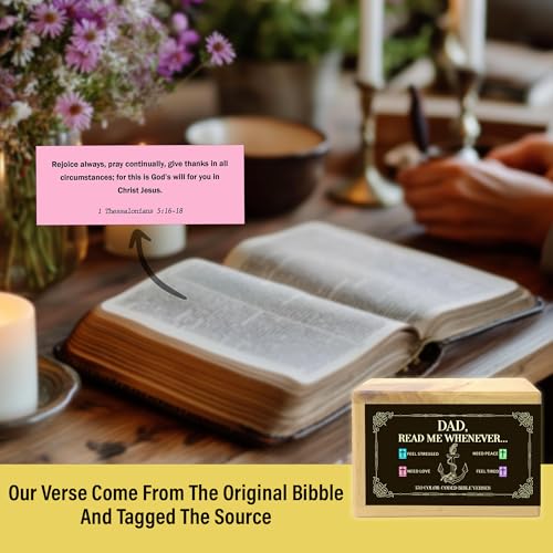 Personalized Dad Bible Verse Box with 150 Color-Coded Scripture Cards, Custom Name Prayer Box with Pocket Cross, Read Me Whenever Cards, Christian Gift for Dad, Christmas, Father's Day - color: Dad