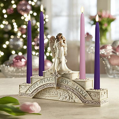 Stmarry Flameless Advent Candles, Set of 4 - Flickering LED Flame, 11 Inch Taper Candlesticks, Remote Controlled, Purple and Pink for Christmas Wreath - color: Purple and Pink