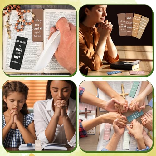 Chinco 30 Pcs Magnetic Christian Bookmarks - Bible Verse Inspirational Scripture Page Clips, Religious Prayer Bookmarks for Women, Kids, Teachers, Church Supplies & School Gifts(Morandi) - style: Morandi
