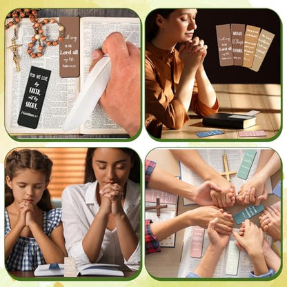 Chinco 30 Pcs Magnetic Christian Bookmarks - Bible Verse Inspirational Scripture Page Clips, Religious Prayer Bookmarks for Women, Kids, Teachers, Church Supplies & School Gifts(Morandi) - style: Morandi