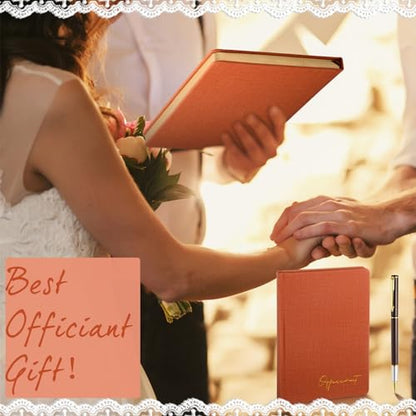 Engrowtic Wedding Officiant Book with Pen 5.25x8.25,Brown,Classic - color: Brown, style: Classic