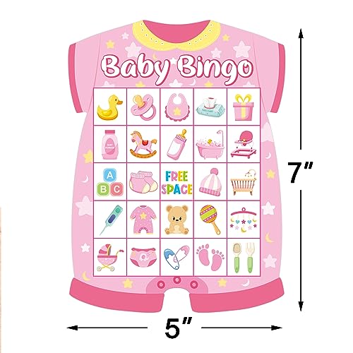 Baby Shower Bingo Cards - 24 Guests Pink Newborn Baby Bingo for Shower Party Supplies - color: Baby Girls