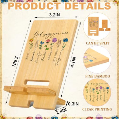 Novabright 24 Pcs Christian Bible Verse Bamboo Phone Stand, Wildflower - style: Wildflower