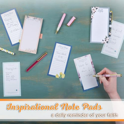 Christian Art Gifts Magnetic Notepad & Pen Set for Women, Be Still & Know - color: Soft Pink Floral/Be Still