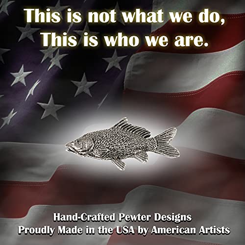 Carp Pin, Fish, Lapel, Fisherman, Fishing, Hat, Pins, Brooch, Brooches, Jewelry, Gift, Handmade in the USA, 200 Fish Designs Available. F077Z - color: Antique Pewter